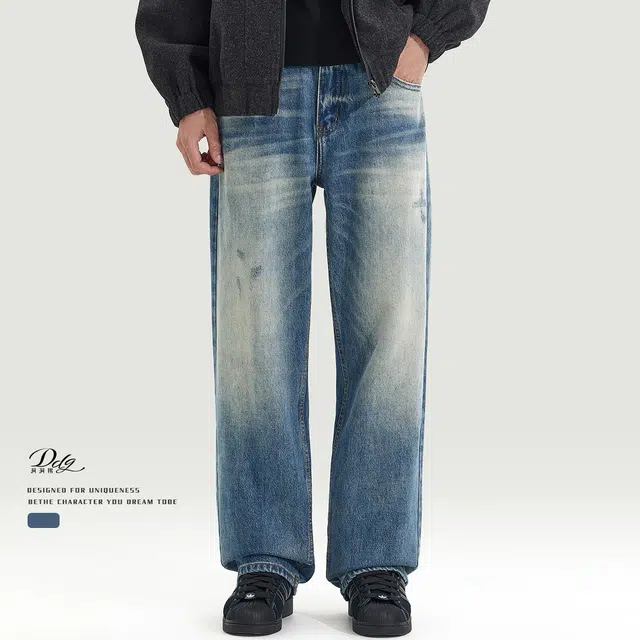 洞洞拐 设计感水洗春秋季牛仔裤 男女同款