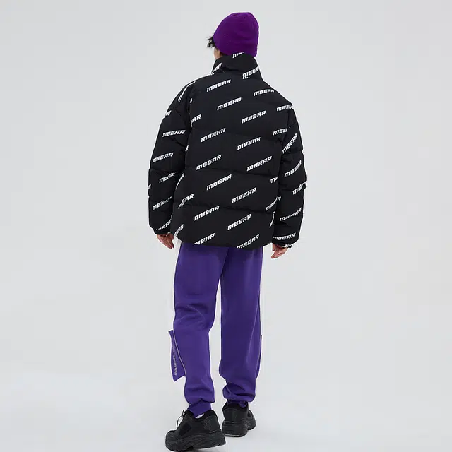 美特斯邦威 字母印花满印加厚立领保暖羽绒服 男款