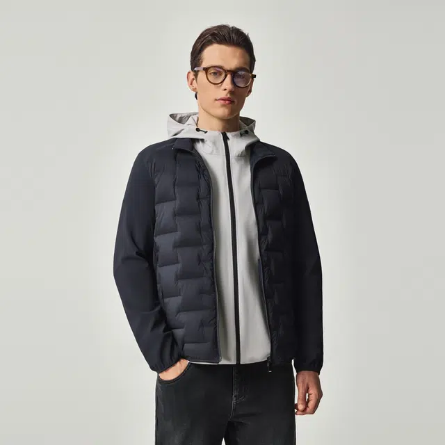 迪柯尼 通勤系列商场同款 无绗缝保暖纯色显瘦抗寒蓄热科技立领羽绒服 男款