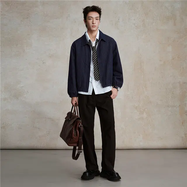 佐丹奴 洗水牛仔翻领梭织棉衣外套棉服 男款