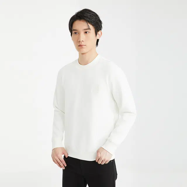 利郎 时尚都市加绒保暖圆领简约有型刺绣冬季卫衣 男款