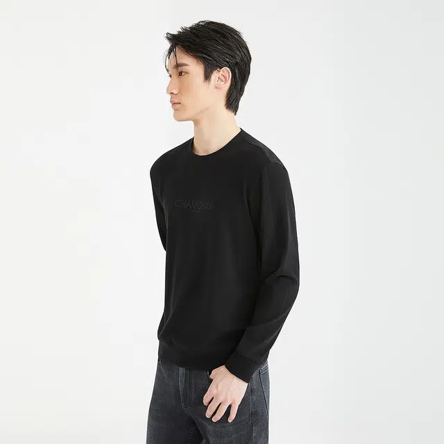 利郎 时尚都市圆领印花纯色质感秋季卫衣 男款