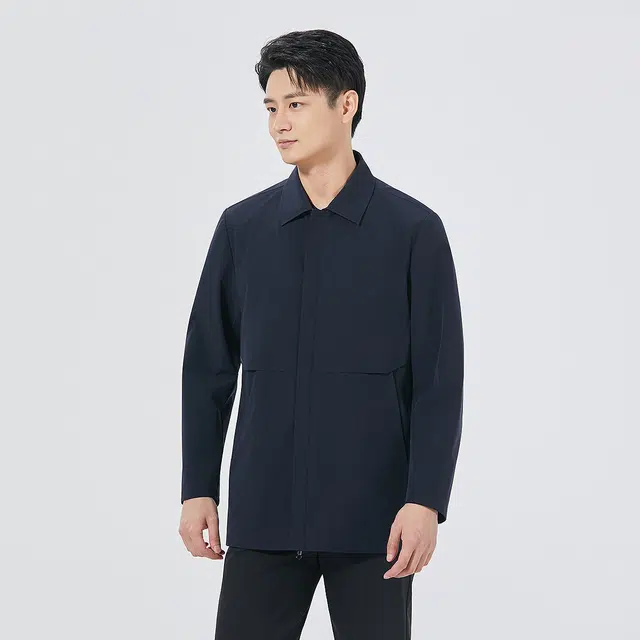 利郎 商务休闲纯色质感简约百搭翻领秋季风衣 男款