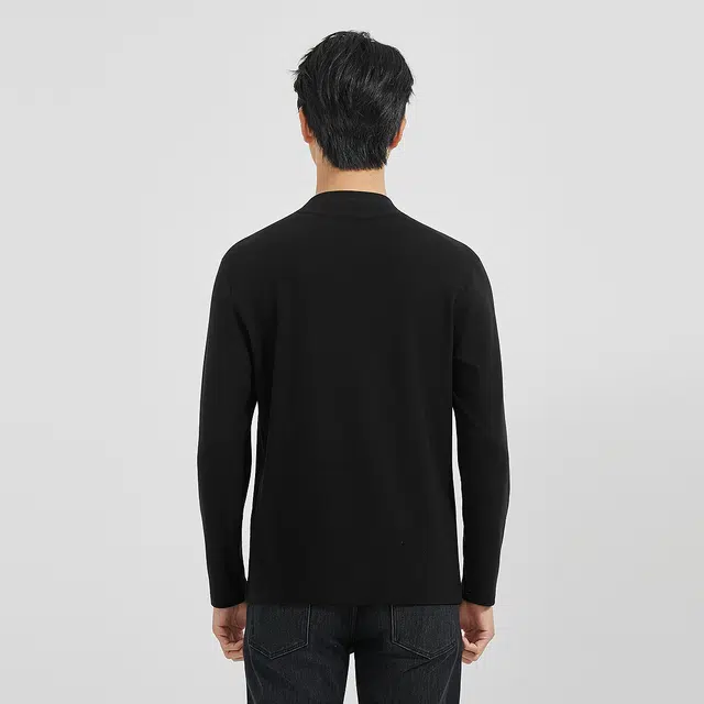 利郎 商务休闲纯色半高领弹力修身卫衣 男款