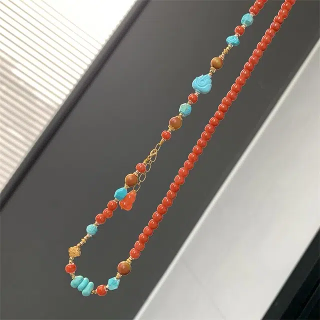 灵运宝 转运招财湖北原矿高瓷莲花一物一图无油无水 绿松石 名贵玉石项链 男女同款情侣款