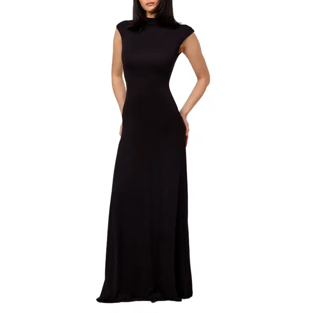 NAKED WARDROBE Modal Cap Sleeve A-Line Maxi Dress