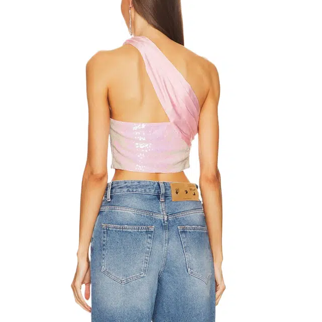 SUPERDOWN Gea Asymmetrical Crop Top