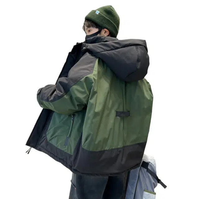 雅鹿棉衣 舒适百搭洋气拼色宽松 绿色 儿童款