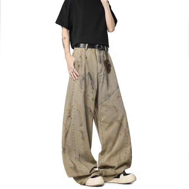 金盾 夏季弯刀裤美式潮牌牛仔裤 男女同款