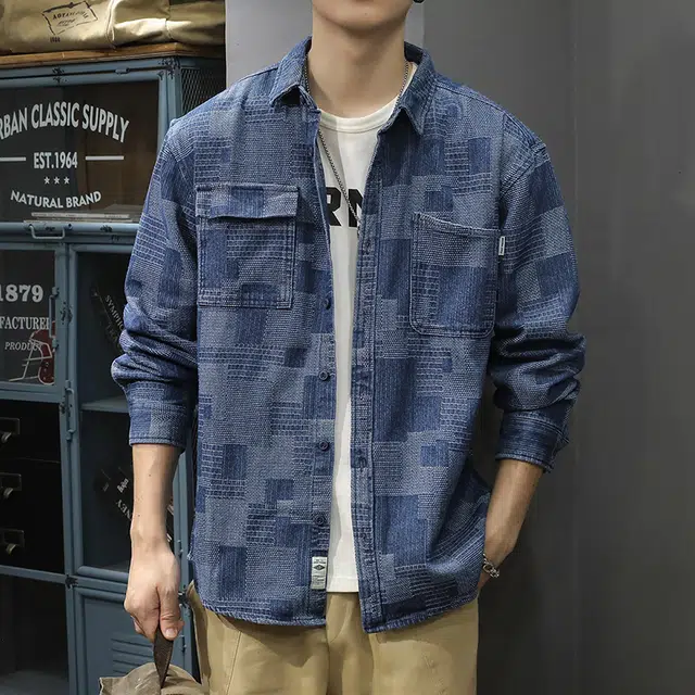 前进牛 休闲复古潮牌轻奢高端通勤宽松外套衬衫 男款