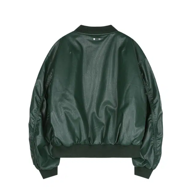 BESLOW CURVED LINE FAUX LEATHER BOMBER JUMPER