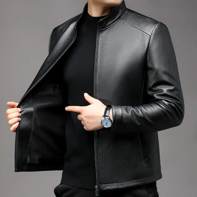 太子龍 品牌纯色时尚休闲百搭鹿皮革真皮皮衣 男款