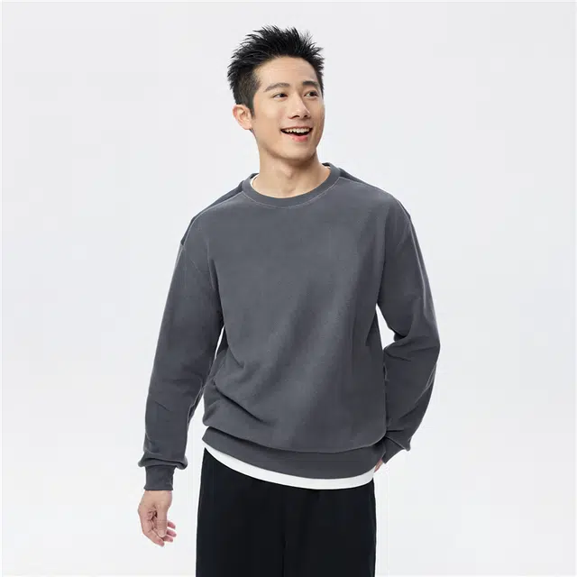 佐丹奴 摇粒绒撞色肩部圆领针织套头卫衣 男款