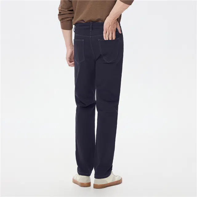 佐丹奴 内抓绒绣标五袋款中腰长裤牛仔裤 男款