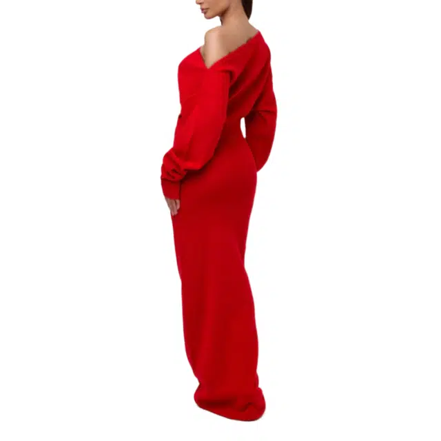 NAKED WARDROBE Off-Shoulder Sweater Maxi Dress Knits