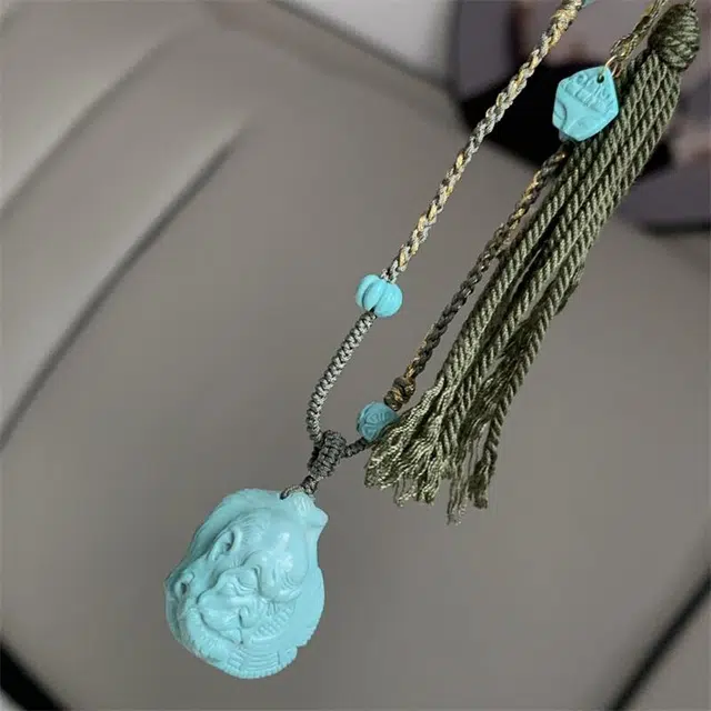 灵运宝 【师傅已加能量】转运招财湖北原矿高瓷蓝绿达摩一物一图 绿松石 吊坠 男女同款情侣款