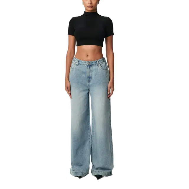 NAKED WARDROBE Palazzo Wide Leg Jeans Denim