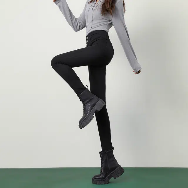 法文箱子 春,秋 韩系铅笔裤修身显瘦修饰腿型小脚裤子牛仔裤 女款 黑色