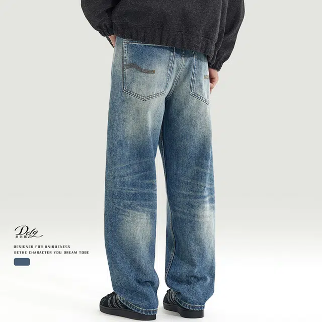 洞洞拐 设计感水洗春秋季牛仔裤 男女同款