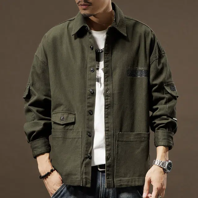 贵色 拼接修身工艺日系工装多口袋痞帅极简风美式设计高级复古长袖衬衫 男女同款