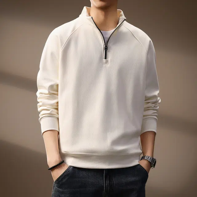 贵色 日系潮流百搭简约风纯色半拉链设计长袖潮牌高级感无性别穿搭休闲立领卫衣 男女同款