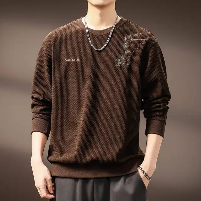 贵色 潮牌复古风重磅长袖时尚百搭刺绣设计感休闲圆领套头卫衣 男女同款