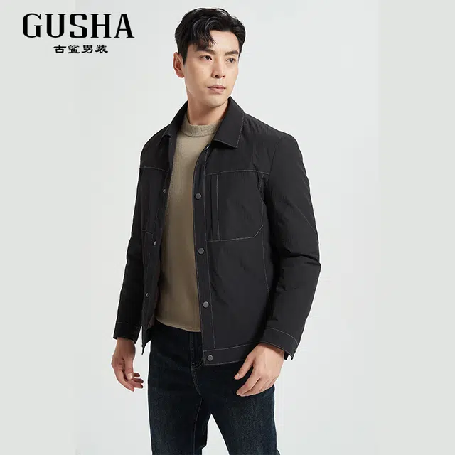 古鲨 休闲通勤百搭翻领羽绒服 男款