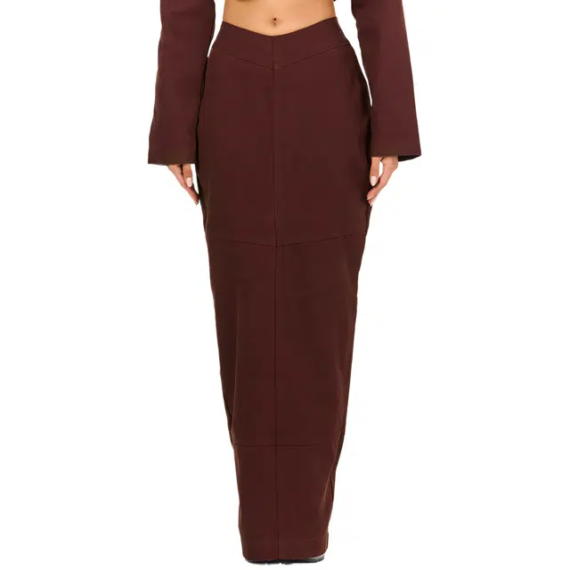 NAKED WARDROBE Canvas V-Waist Maxi Skirt