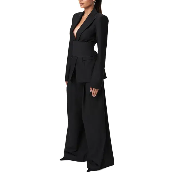 NAKED WARDROBE Suiting Pleated Wide-Leg Pant