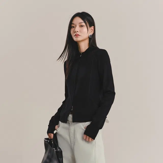 太平鸟 简约软糯鱼骨线显瘦双拉链紧身开衫针织衫 女款