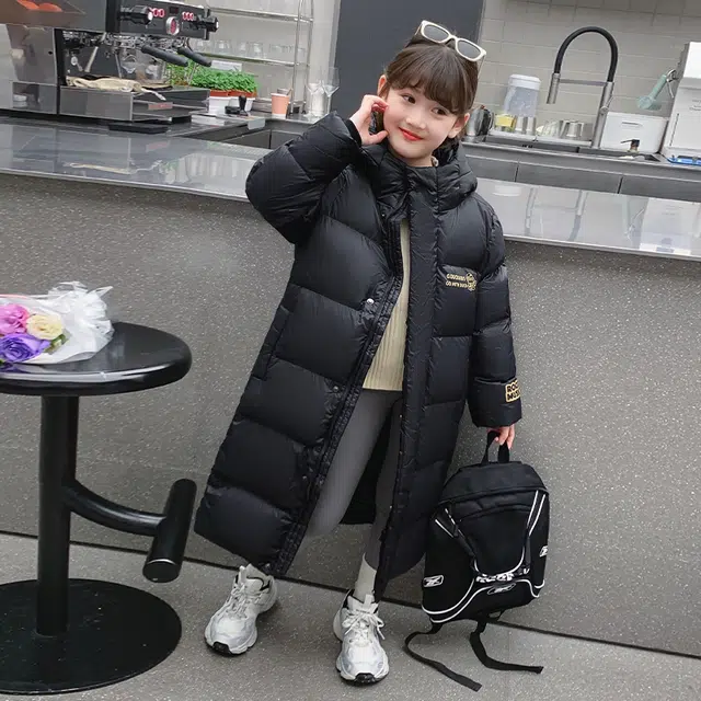 雅鹿棉衣 洋气舒适连帽简约长袖 黑色 青少年