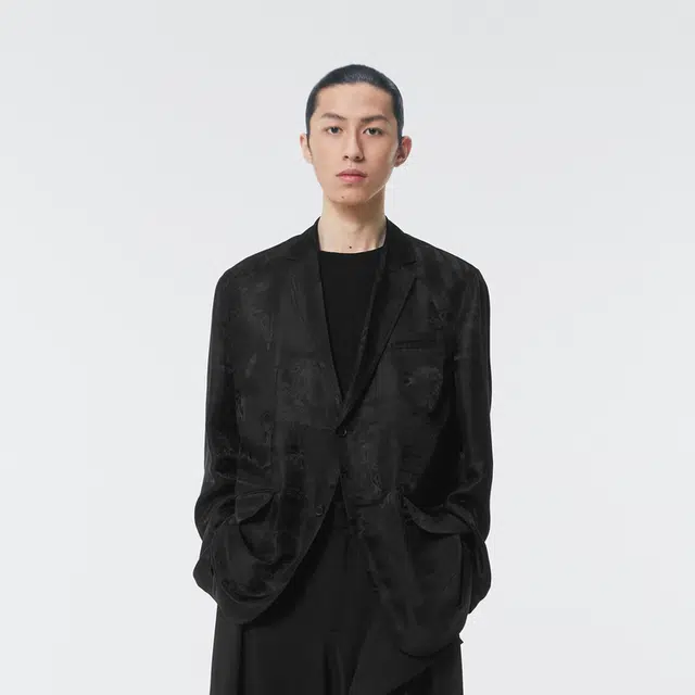 速写 花卉提花宽松休闲西装外套 男款