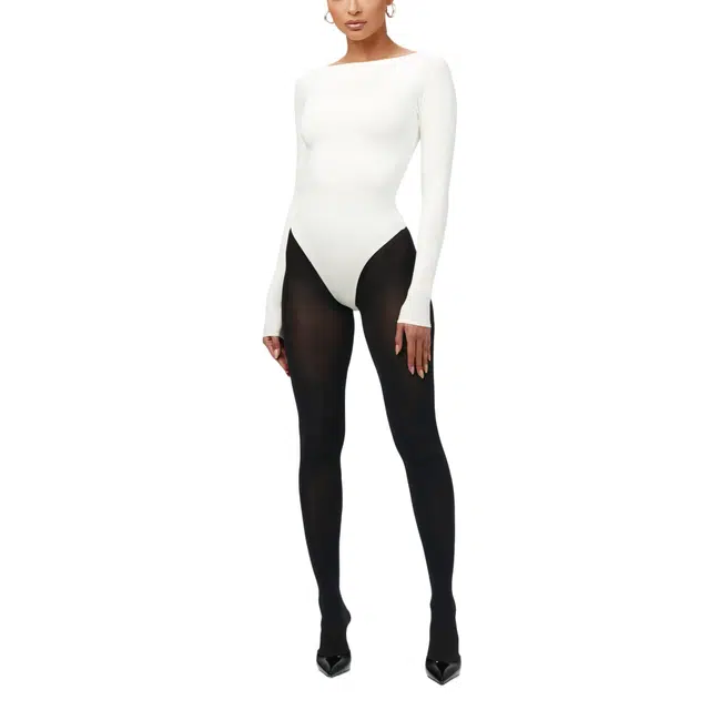 NAKED WARDROBE Boatneck Bodysuit Butter