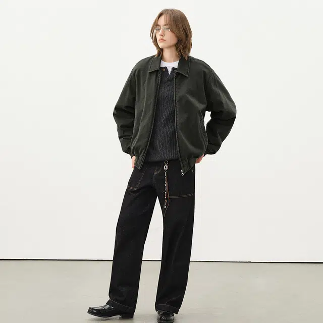 714STREET Simple Series Workwear Sherpa Canvas Jacket