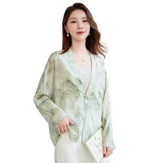 水墨佳人 春夏印花桑蚕丝衬衫 女款