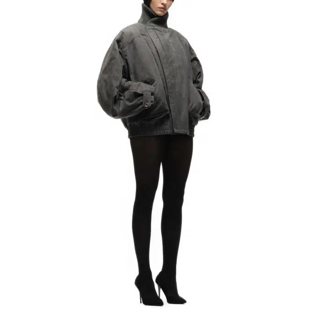 NOFAITH STUDIOS JAPANESE FLIGHT PADDED BOMBER JACKET STRUCTURED GREY