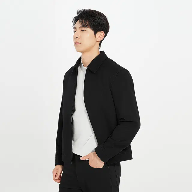 利郎 品位商务纯色翻领短款含山羊绒休闲通勤保暖秋季夹克外套 男款