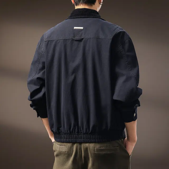 贵色 美式解构设计感拼接撞色休闲立领高端潮流短款百搭宽松长袖夹克外套 男女同款