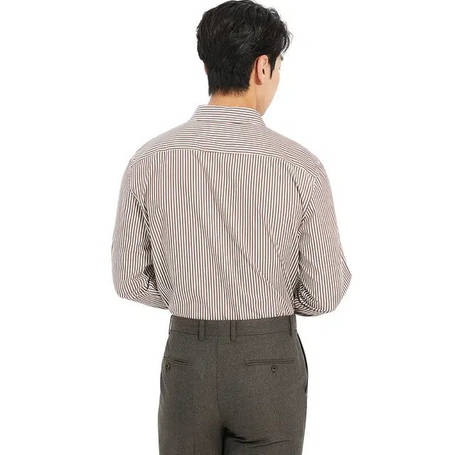 利郎 品位商务棉混纺条纹温莎领复古时尚简约百搭秋季长袖衬衫 男款