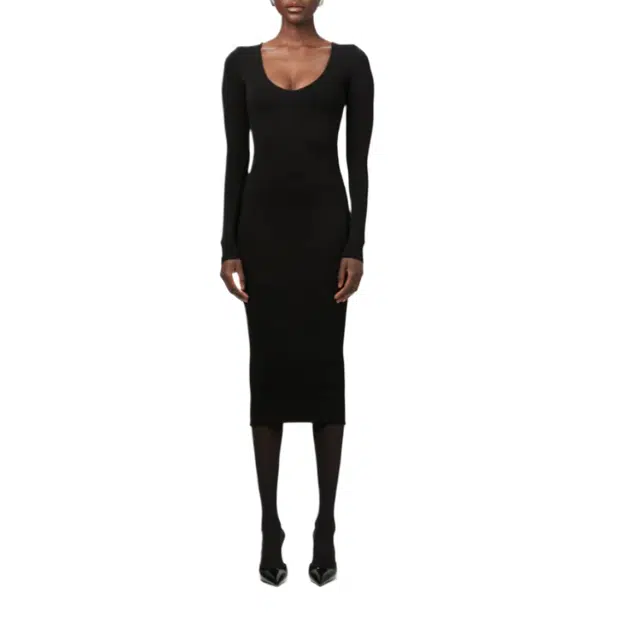 NAKED WARDROBE Sculpt V-Neck Midi Dress NW
