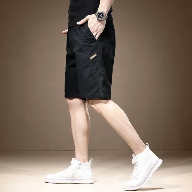贵色 夏季 美式速干复古高街简约宽松潮牌薄款五分休闲裤工装短裤 男女同款