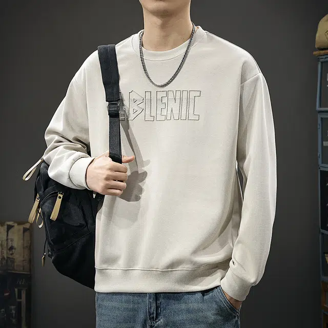 前进牛 美式休闲经典潮牌高街潮流极简风宽松休闲内搭打底衫圆领套头卫衣 男女同款