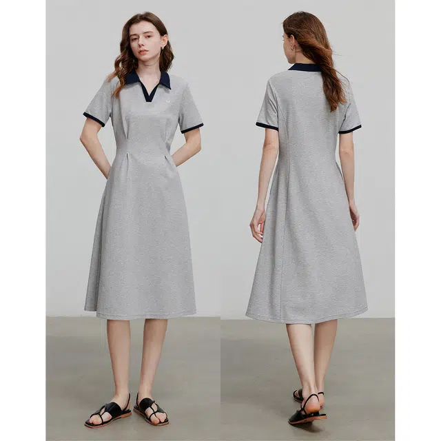 初语 复古美式爱心图案收腰短袖连衣裙 女款