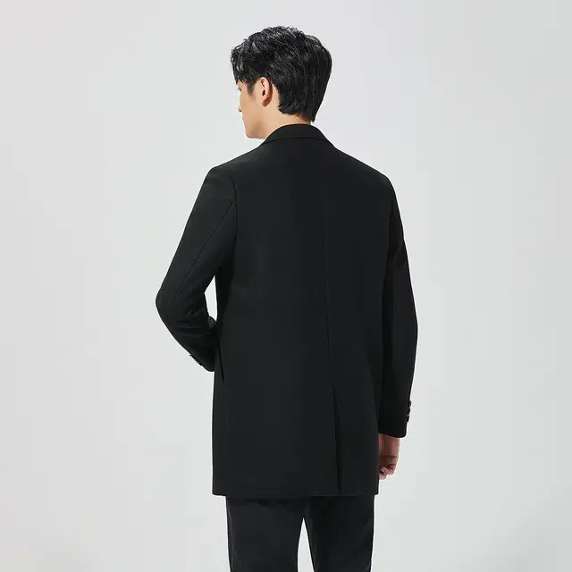 利郎 纯色中长款保暖商务休闲毛呢大衣 男款