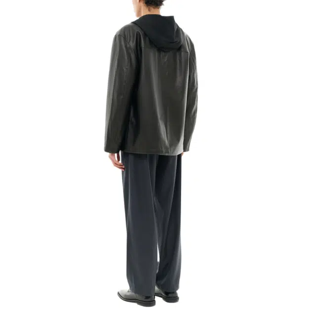 BESLOW COLLARLESS JACKET LEATHER
