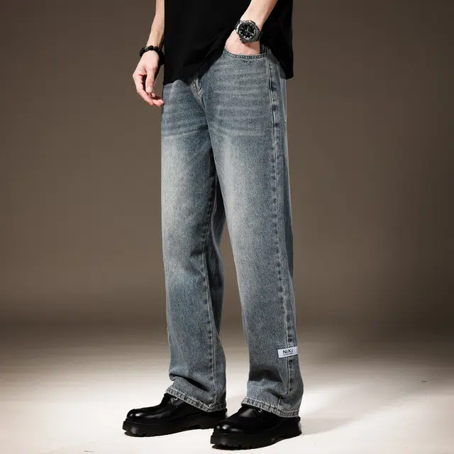 贵色 高街美式直筒垂感流行复古户外运动透气宽松牛仔裤 男女同款