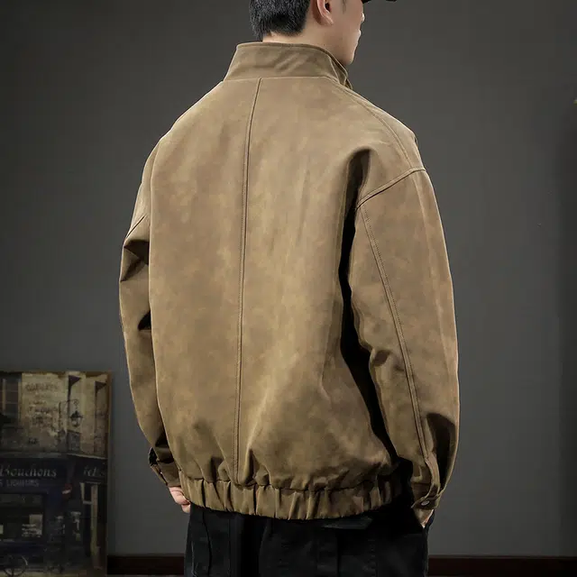 前进牛 美式复古潮牌高级感轻商务工装皮衣 男款