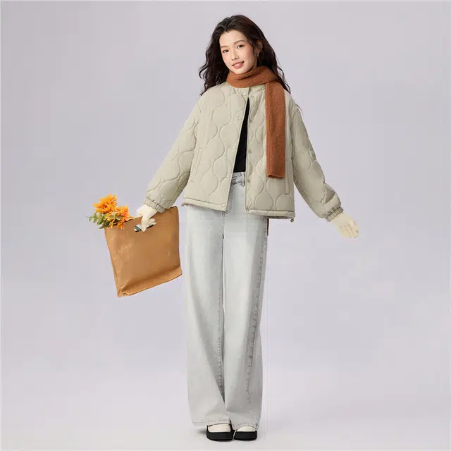 佐丹奴 双面穿立领葫芦绗缝棉衣外套棉服 女款