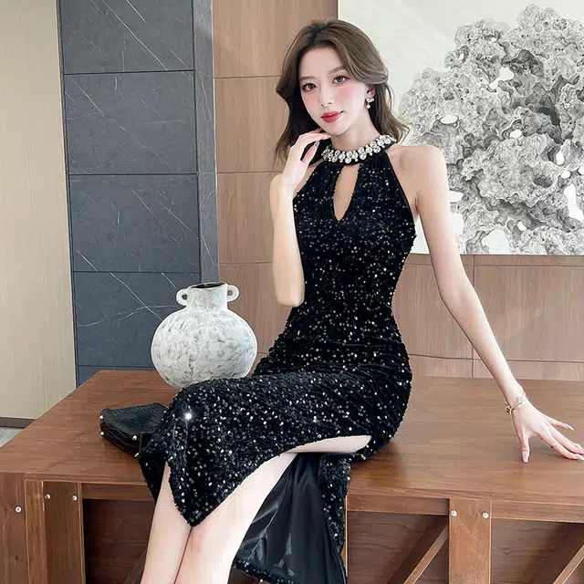 纤丝鸟 舒适时尚休闲百搭无袖连衣裙 女款