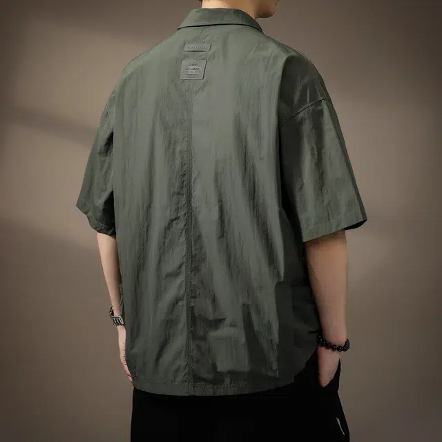 贵色 痞帅潮牌简约上衣薄复古出行游玩短袖衬衫 男女同款